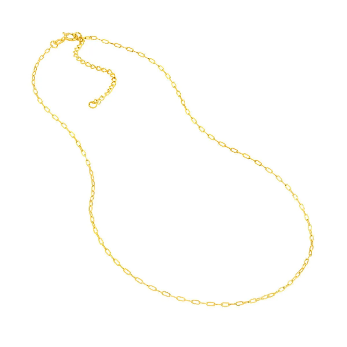 14K Yellow Gold 1.30mm Paper Clip Adjustable Chain