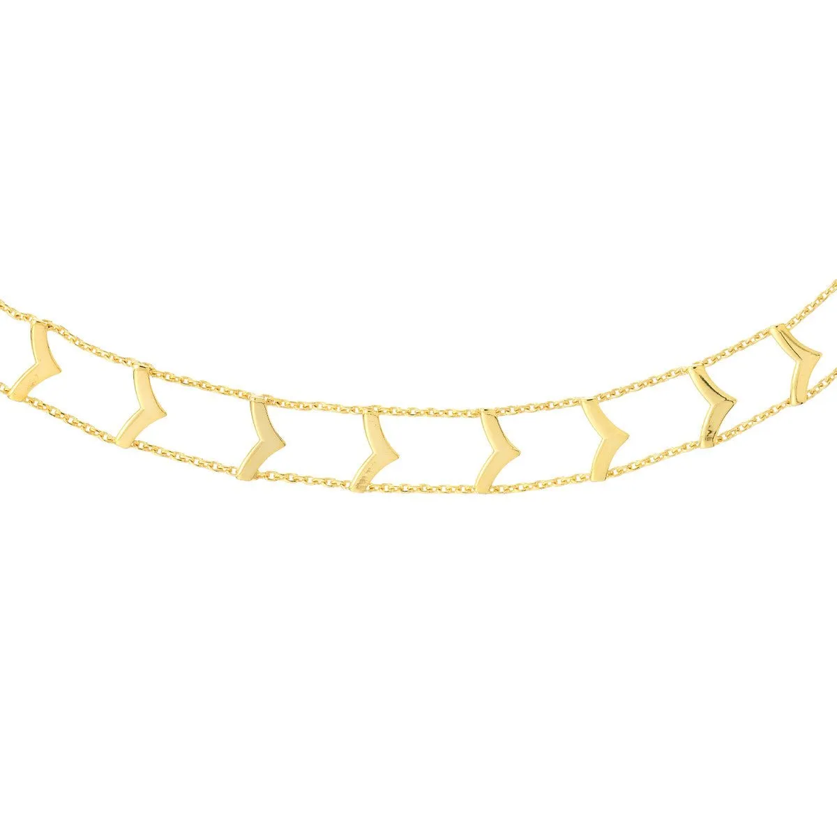 14K Yellow Gold Chevron Adjustable Choker