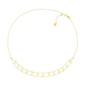 14K Yellow Gold Chevron Adjustable Choker