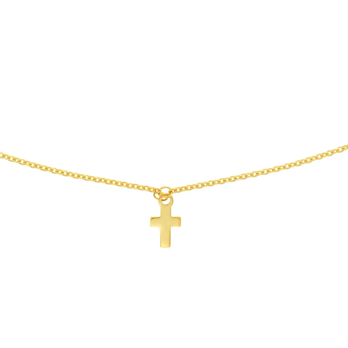 14K Yellow Gold Cross Dangles Adjustable Choker