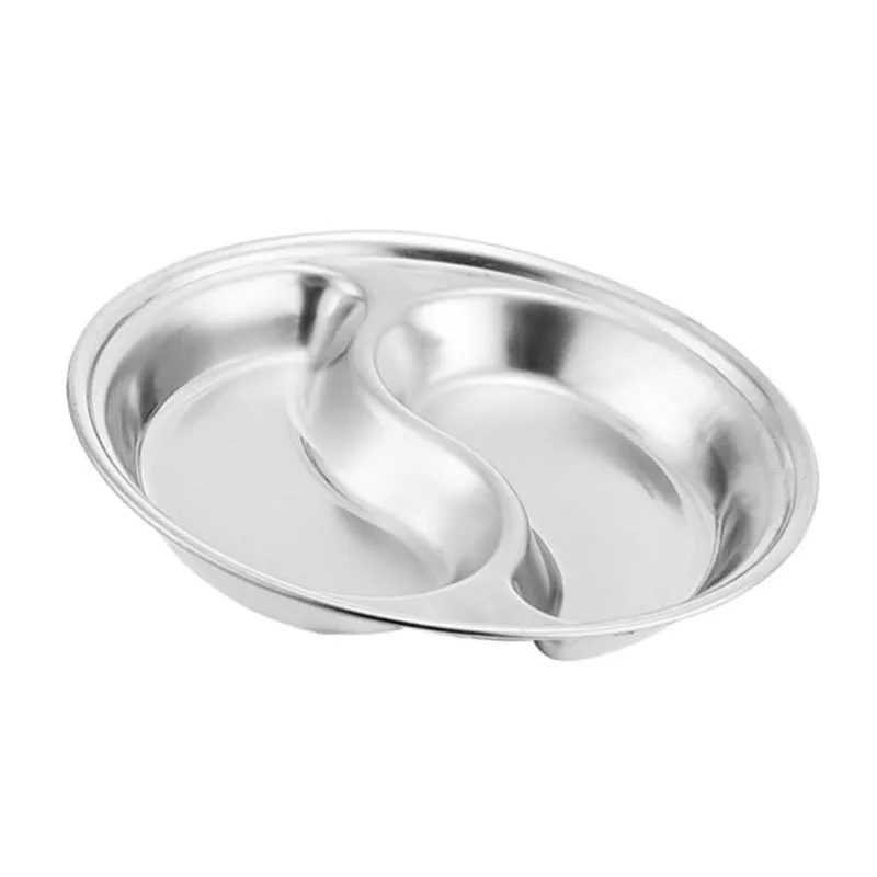 2-Division Stainless Steel Shawarma Platter Silver 14cm