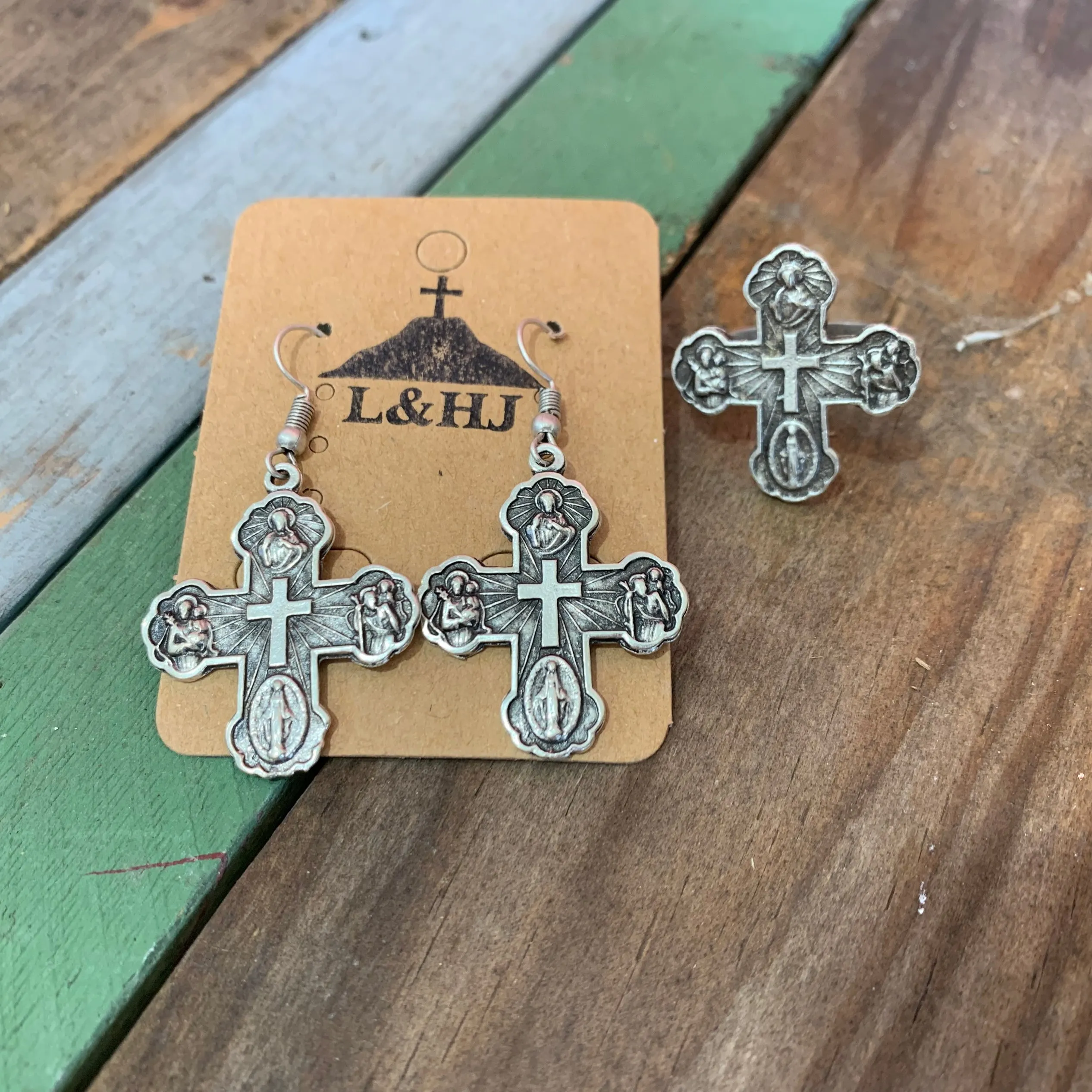 5 Way Cross Adjustable Rings and Earrings