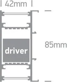 7916/AL ALUMINIUM WALL PROFILE 2m   PC opal diffuser