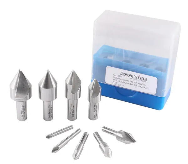 Accusize - Single Flute HSS Countersink Sets, 9 pcs/set