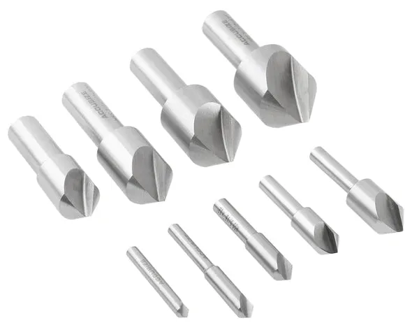 Accusize - Single Flute HSS Countersink Sets, 9 pcs/set