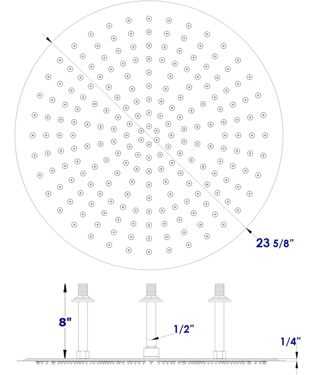 ALFI Brand - 24" Round Polished Solid Stainless Steel Ultra Thin Rain Shower Head | RAIN24R-PSS