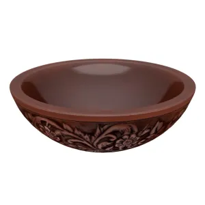 ANZZI Anchor 16 in. Handmade Vessel Sink in Polished Antique Copper with Floral Design Exterior