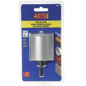 ARTU 2-1/2 In. Tungsten Carbide Grit Hole Saw with Arbor and Pilot Bit