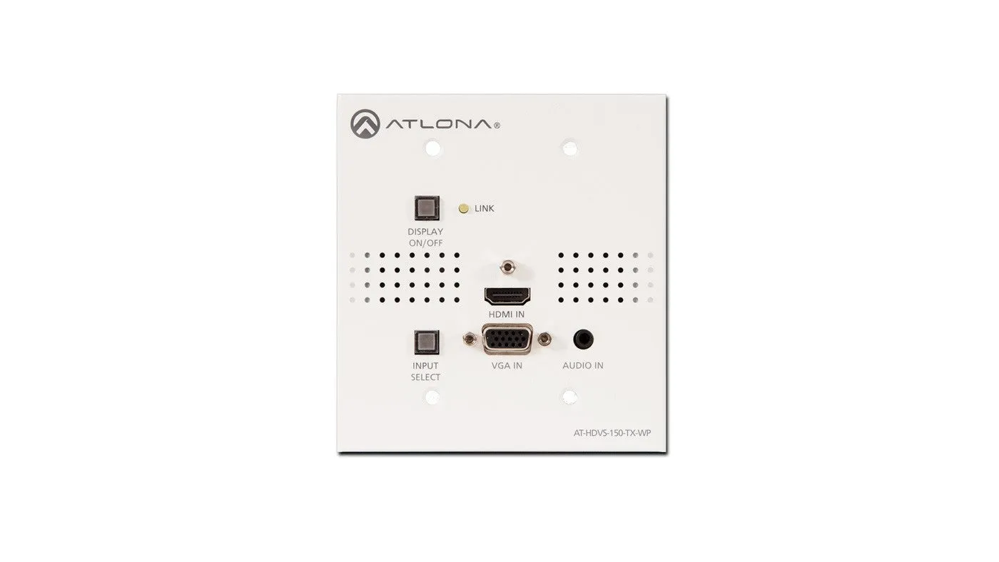 Atlona AT-HDVS-150-TX-WP Wall Plate Switcher 1-HDMI 1-VGA Inputs x 1-HDBaseT Output & POE 2 Gang US