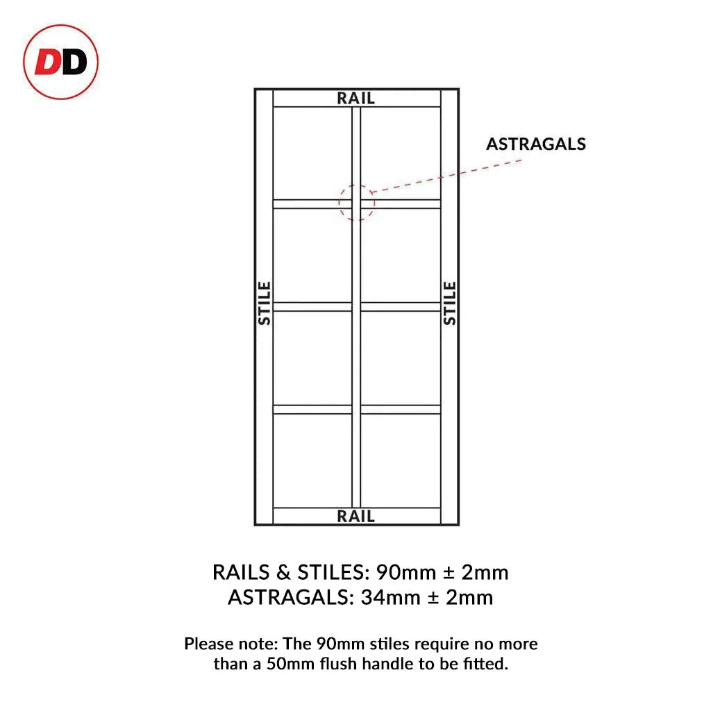 Bespoke Handmade Eco-Urban® Perth 8 Pane Single Absolute Evokit Pocket Door DD6318SG - Frosted Glass - Colour Options