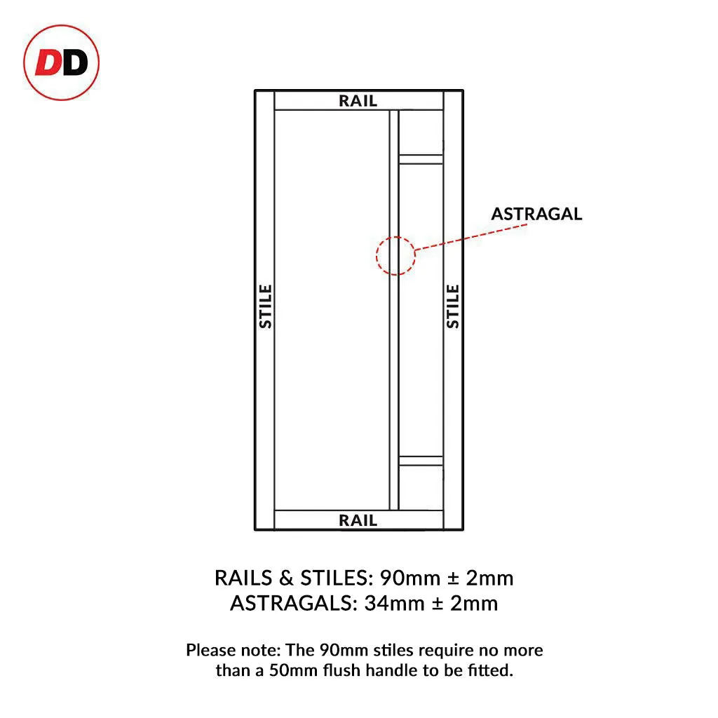 Bespoke Handmade Eco-Urban® Suburban 4 Pane Single Absolute Evokit Pocket Door DD6411SG Frosted Glass - Colour Options