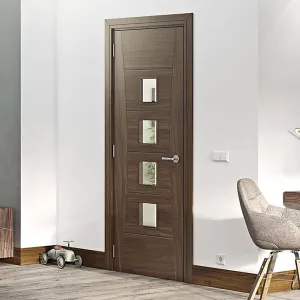 Bespoke Pamplona Prefinished Walnut Internal Door - Clear Glass