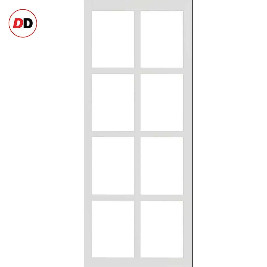 Bespoke Room Divider - Eco-Urban® Perth Door DD6318C - Clear Glass with Full Glass Side - Premium Primed - Colour & Size Options