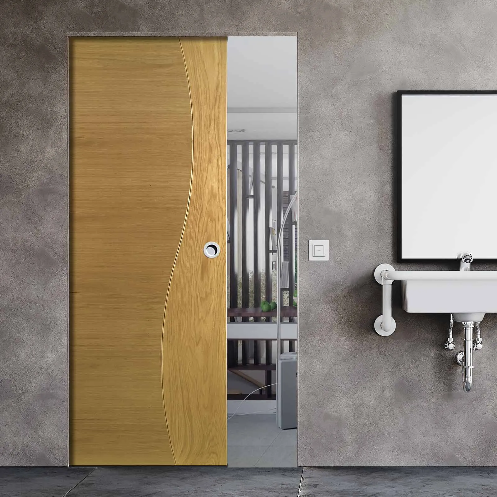 Cadiz Oak Absolute Evokit Single Pocket Door - Prefinished