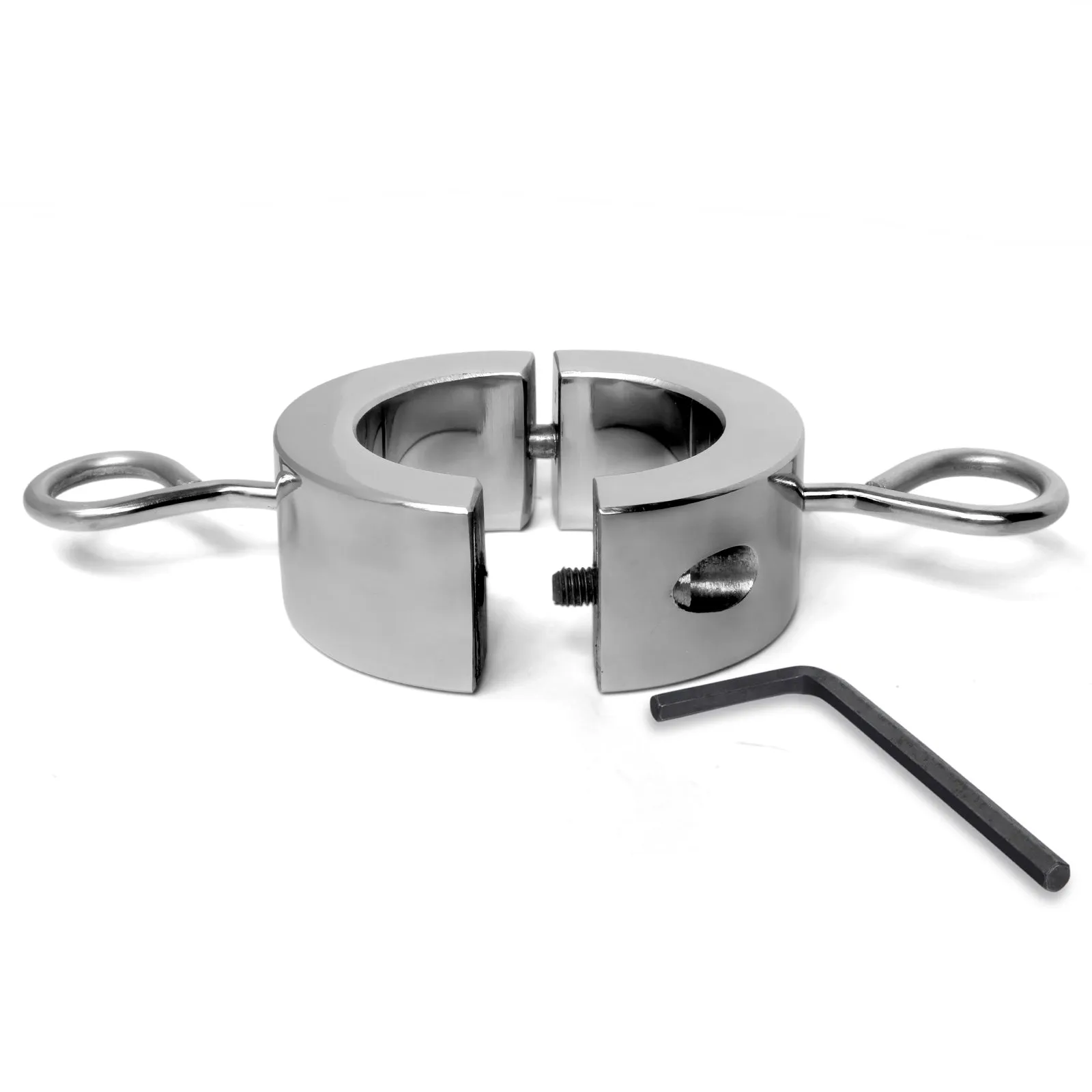 CBT Cock Ring Testicle Scrotum Stretcher w/ Eye Hooks | Stainless Steel