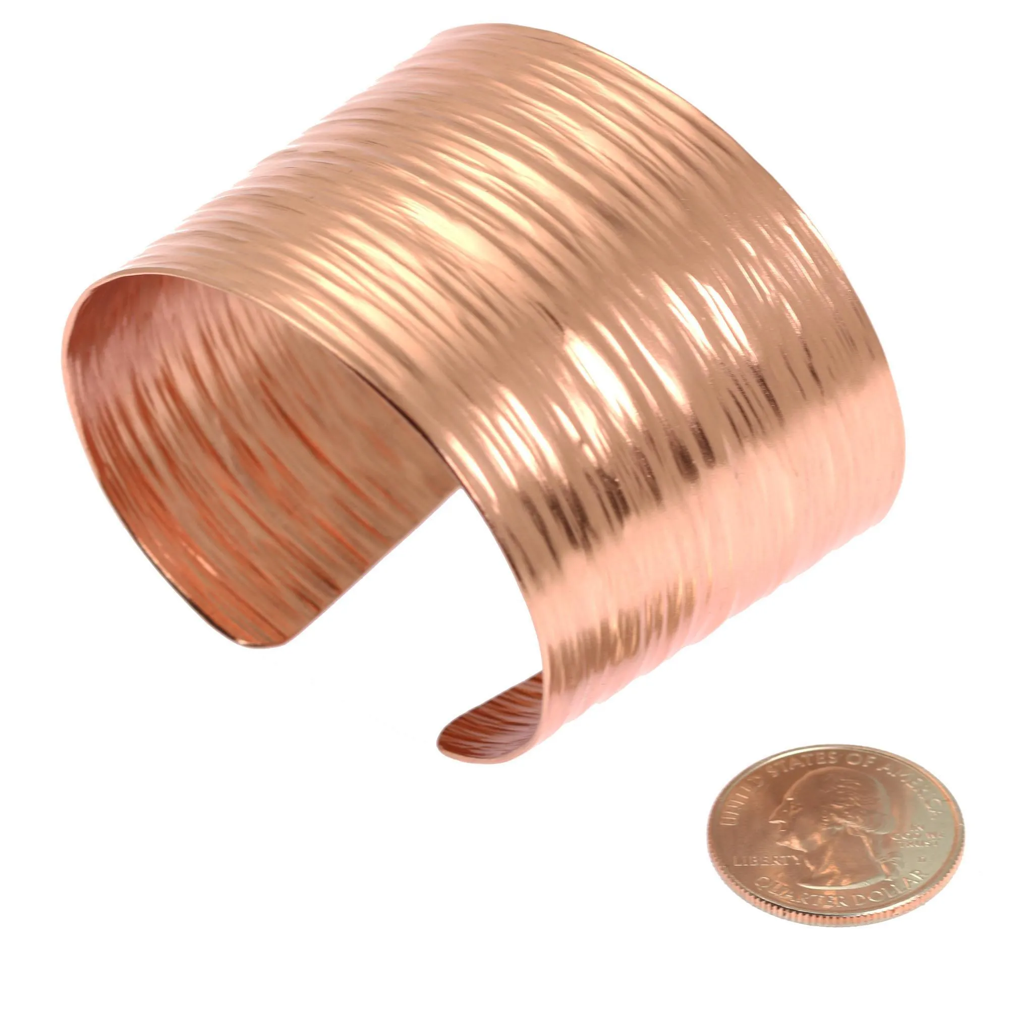 Chased Copper Bark Cuff Bracelet