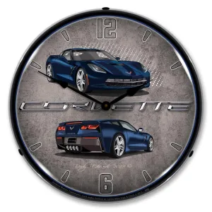 Collectable Sign and Clock - C7 Corvette Night Race Blue Clock