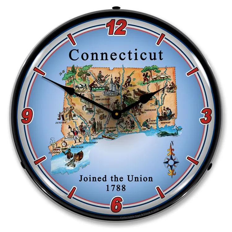 Collectable Sign and Clock - State of Connecticut Clock