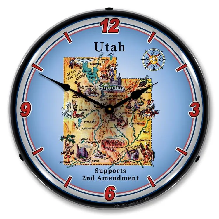 Collectable Sign and Clock - Utah Supports the 2nd Amendment Clock