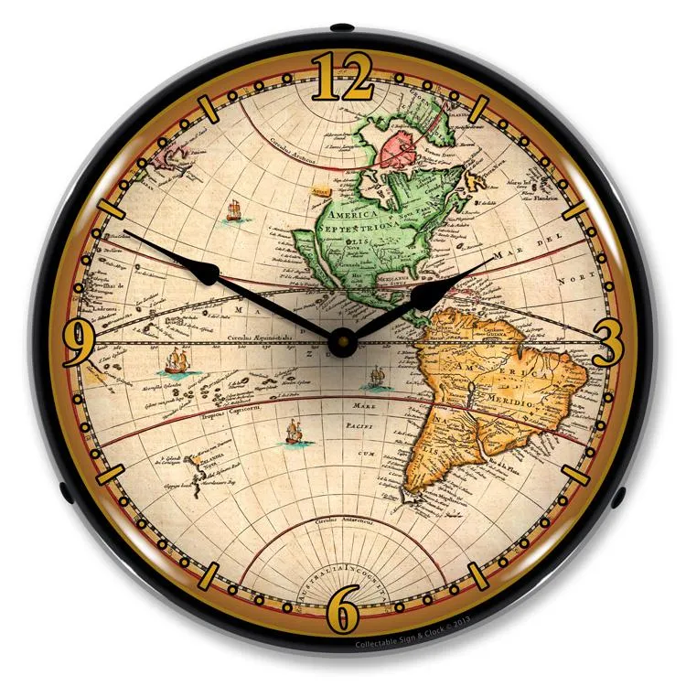 Collectable Sign and Clock - World Map 1730 Clock