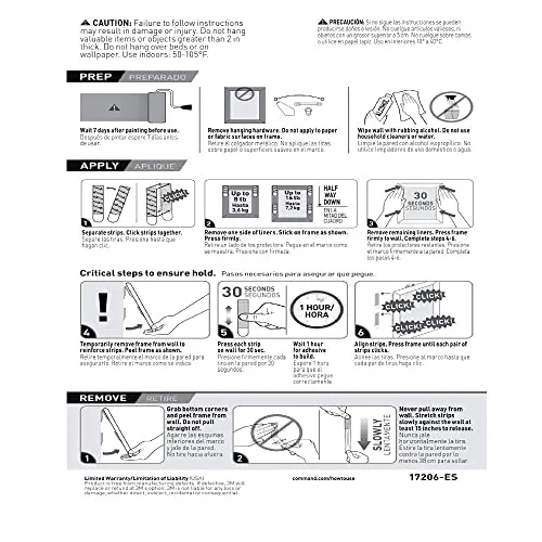 Command Large Picture Hanging Strips, Damage Free Hanging Picture Hangers, No Tools Wall Hanging Strips for Living Spaces, 14 White Adhesive Strip Pairs (28 Command Strips)