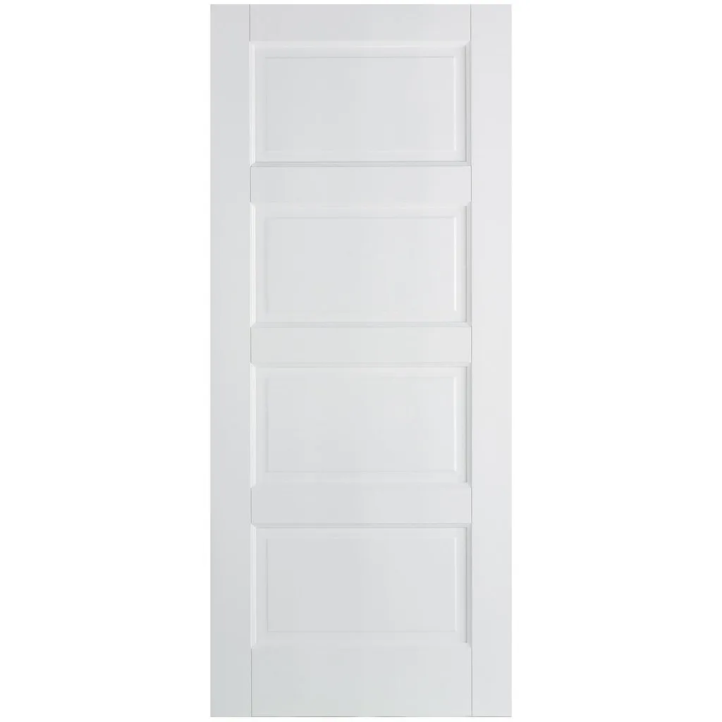 Contemporary 4P Solid Evokit Pocket Fire Door - Shaker Style - 30 Minute Fire Rated - White Primed