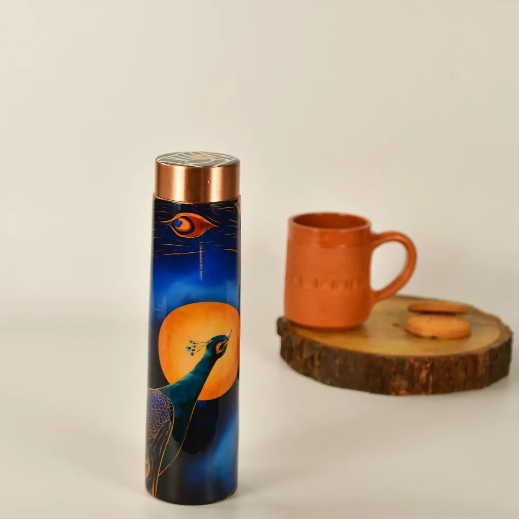 Copper Bottle Peacock: Stylish Kitchenware Art for Home Decor and Storage by Sowpeace.