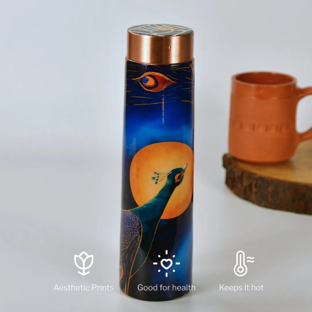 Copper Bottle Peacock: Stylish Kitchenware Art for Home Decor and Storage by Sowpeace.