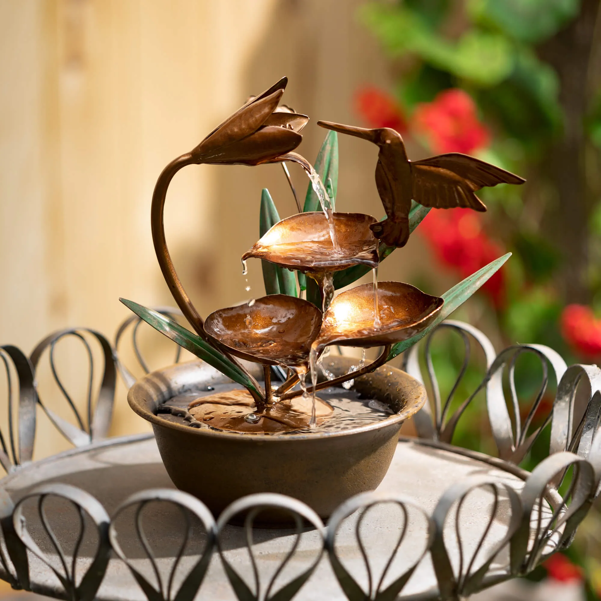 Copper Hummingbird Fountain