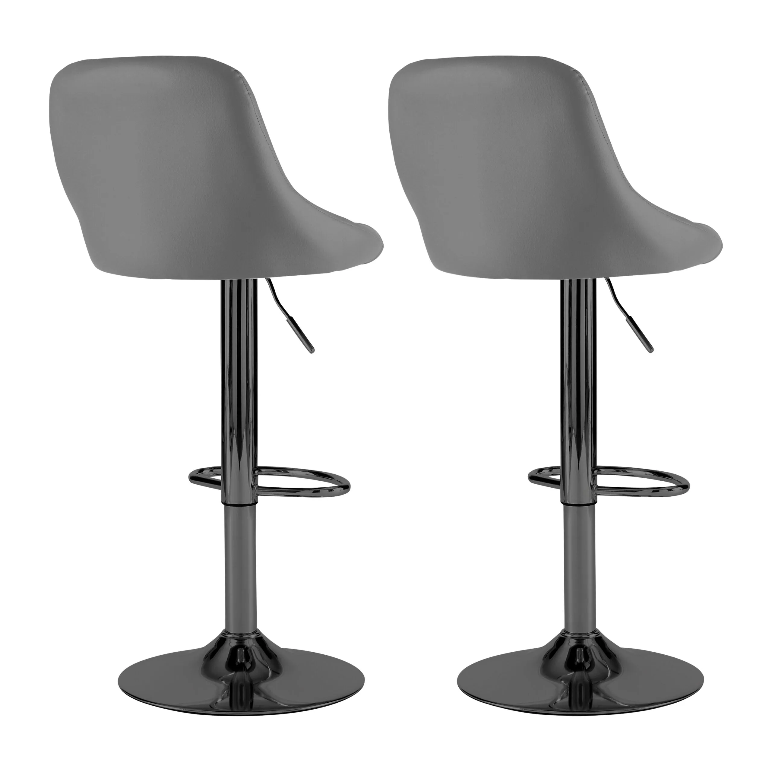 Dark Grey Faux Leather Bar Stools