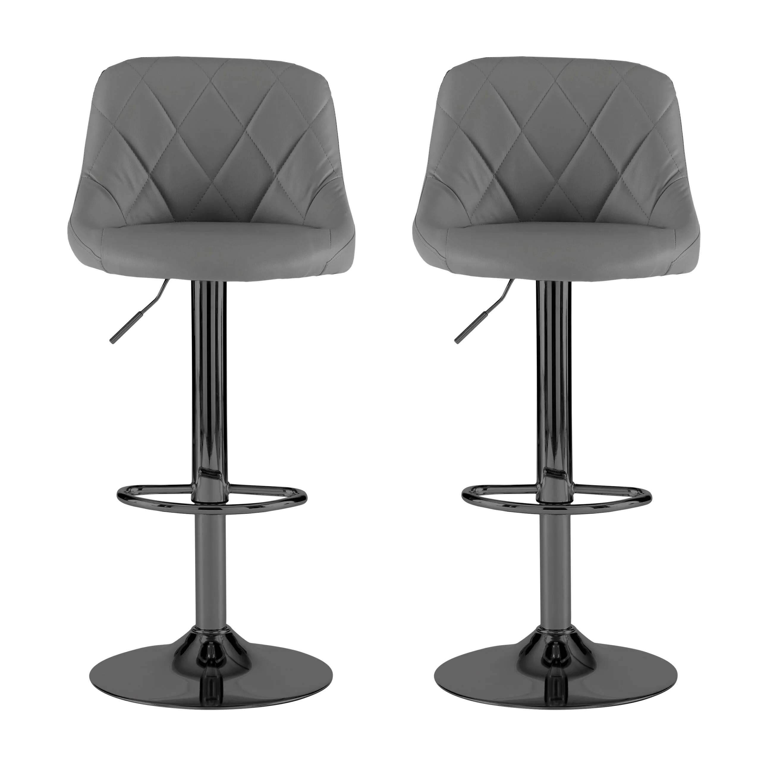 Dark Grey Faux Leather Bar Stools