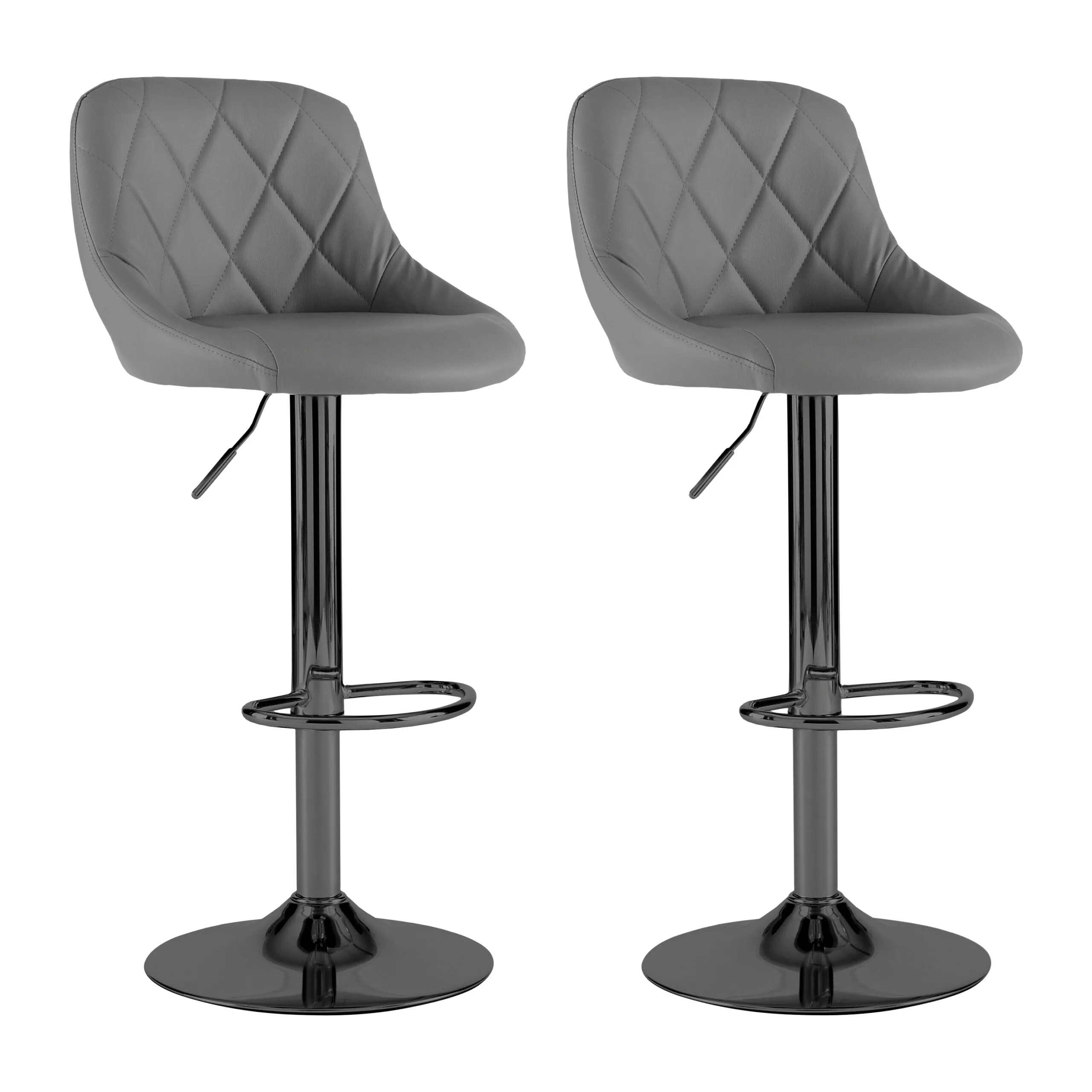 Dark Grey Faux Leather Bar Stools