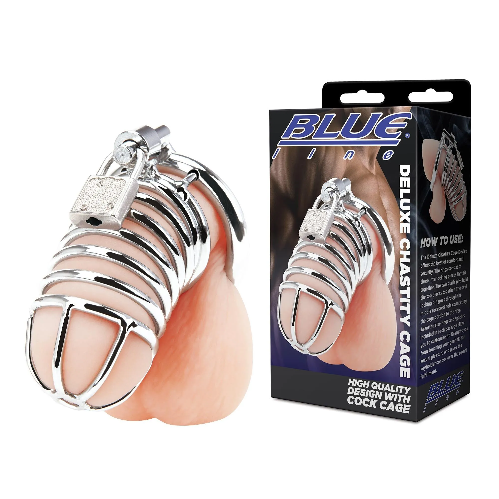 Deluxe Chastity Cock Cage with Lock (Stainless Steel)