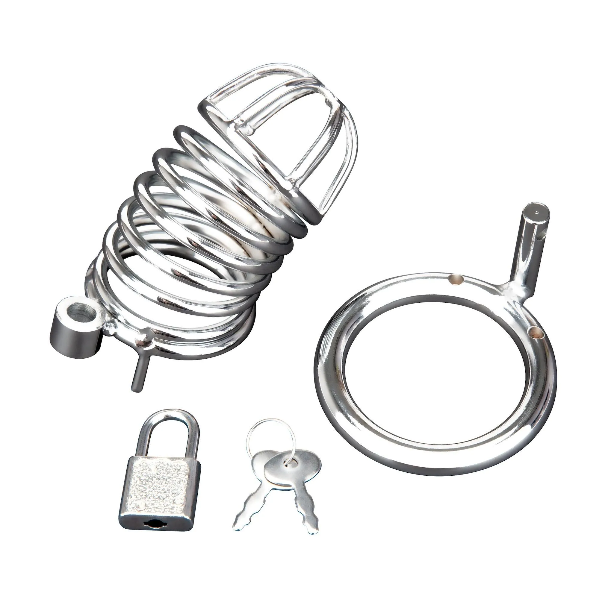 Deluxe Chastity Cock Cage with Lock (Stainless Steel)