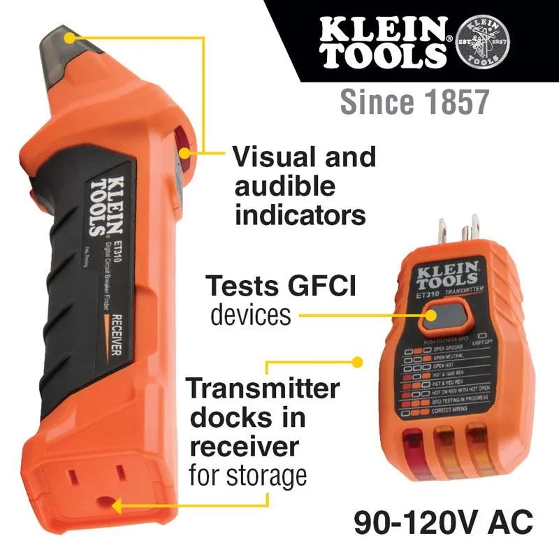 Digital Circuit Breaker Finder with CFCI Outlet Tester