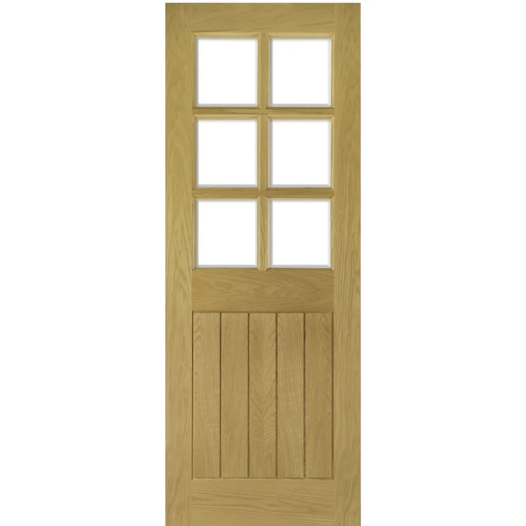 Ely Oak Absolute Evokit Single Pocket Door - Clear Bevelled Glass - Unfinished