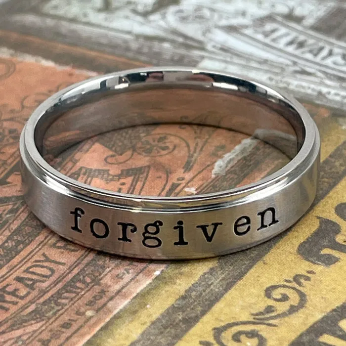 Forgiven Hand Stamped Band Ring