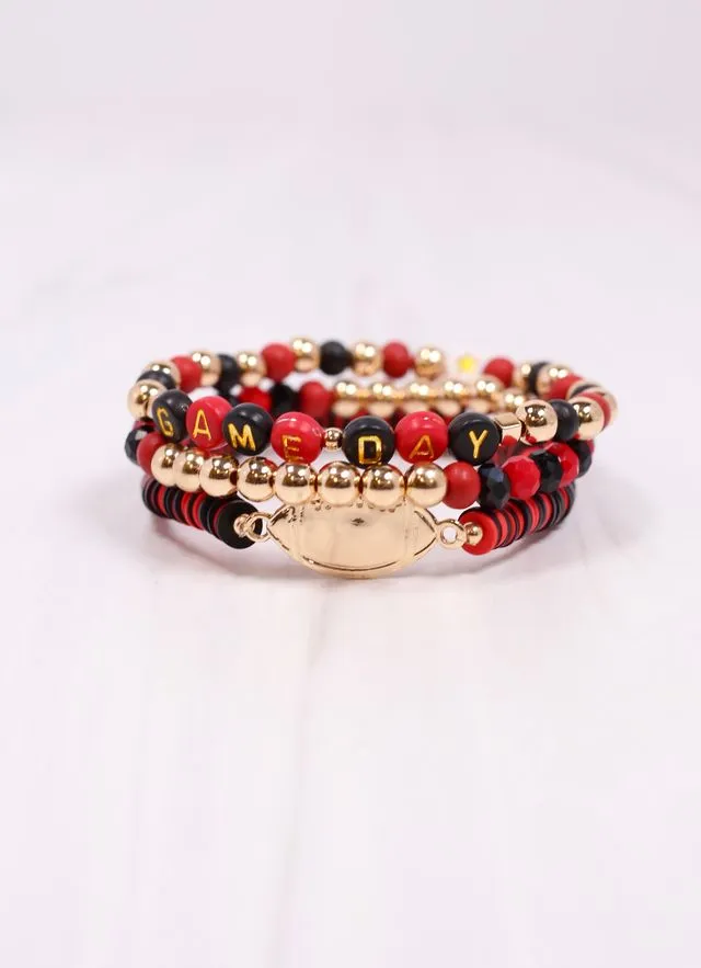 Game Day Bracelet Set RED BLACK