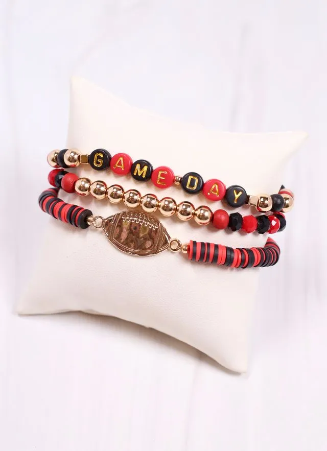 Game Day Bracelet Set RED BLACK