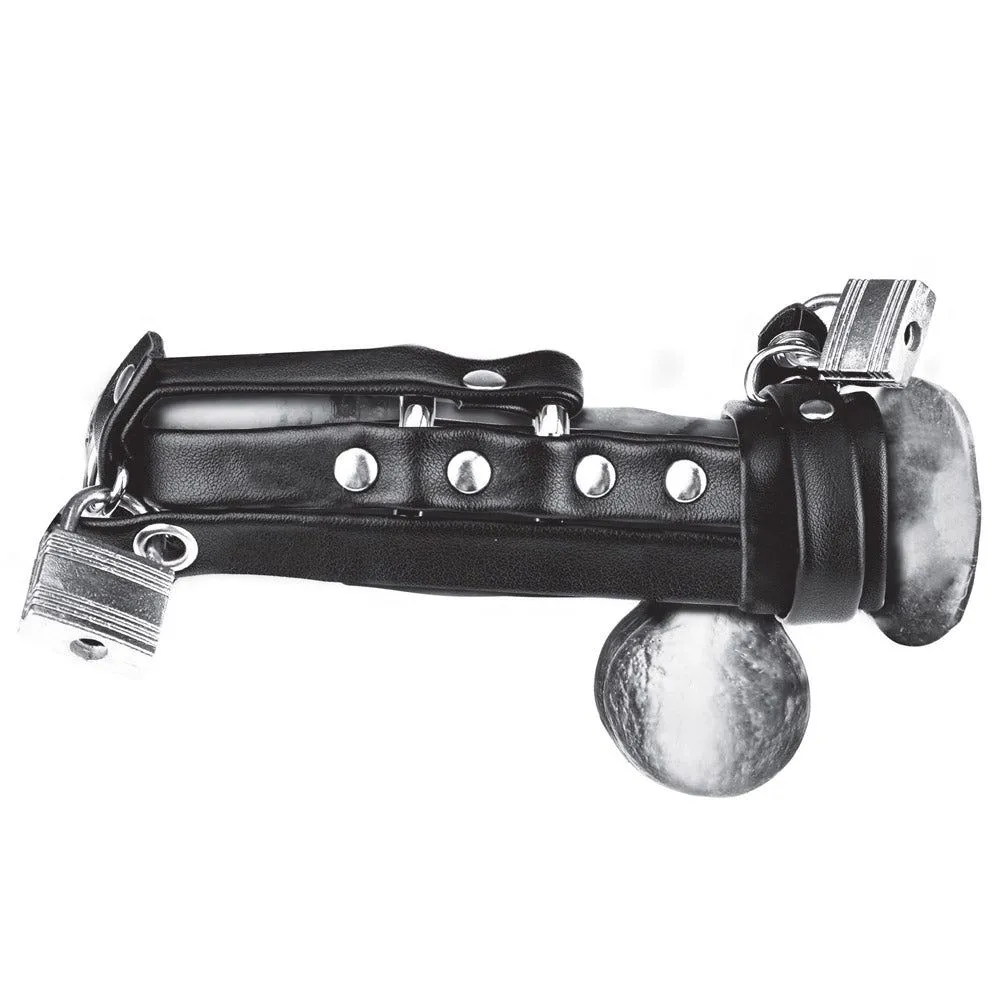 Gimp Cock Locking Chastity Sheath with Double Metal Cock Ring