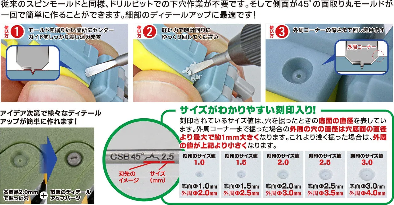 GodHand Spin Mold Blade 45 Degree with Pilot Pin Set of 5 GH-CSB45-1-3