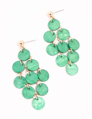 Green Acrylic Cascading Discs Drop Earrings