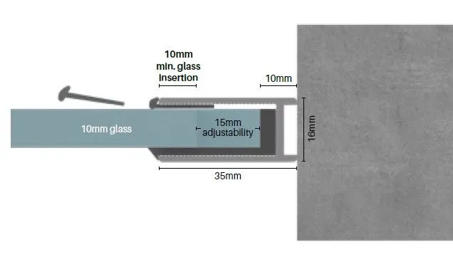 Gun Metal Grey Frameless Corner Shower Screen with extended Dry Glaze U Channels