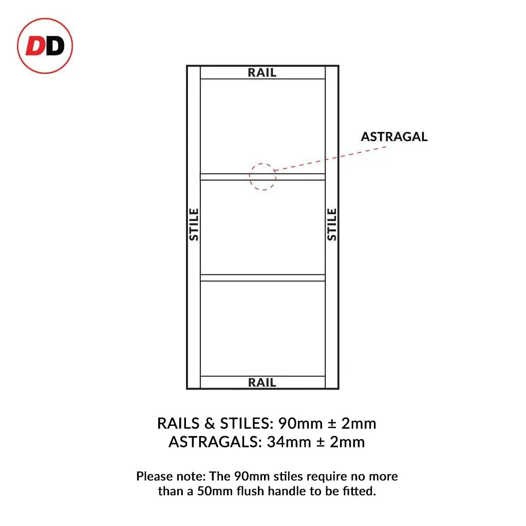 Handmade Eco-Urban® Manchester 3 Pane Single Absolute Evokit Pocket Door DD6306G - Clear Glass - Colour & Size Options