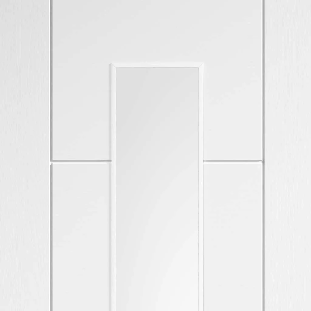 Ladder White Door - Clear Glass - Laminated - Prefinished