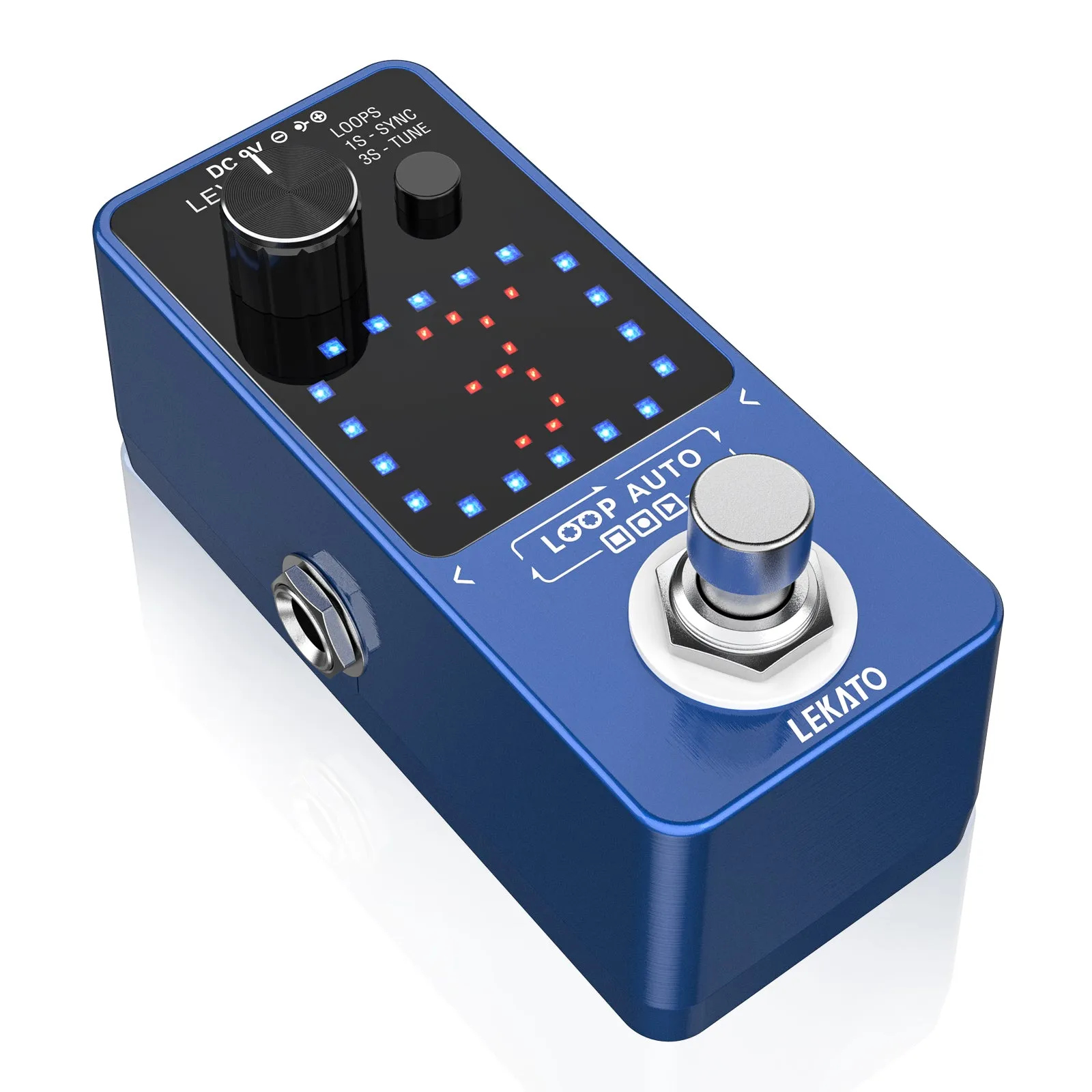 Lekato Guitar Effect Pedal Looper 3 Slot 18 Mins Loop Blue