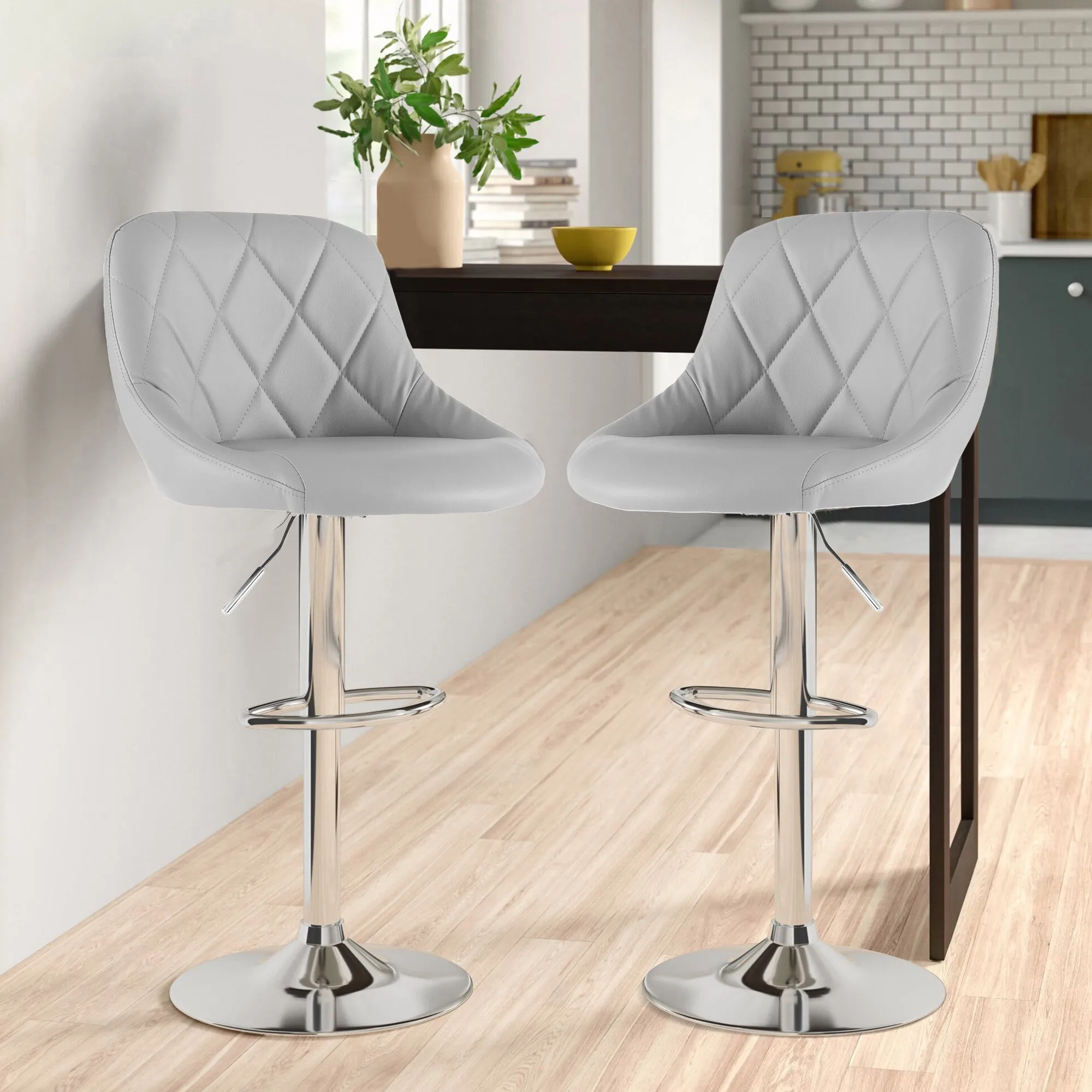 Madrid Grey Leather Bar Stool