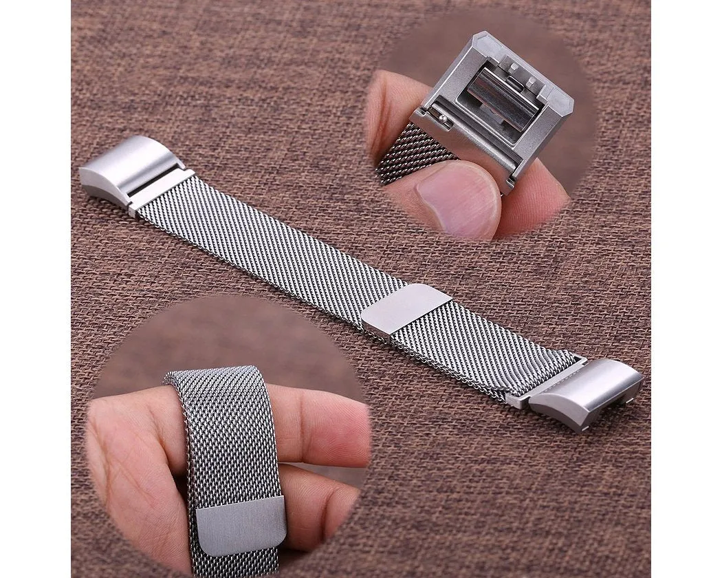 Magnet Stainless Steel Mesh Watch Band for Fitbit Alta - Silver