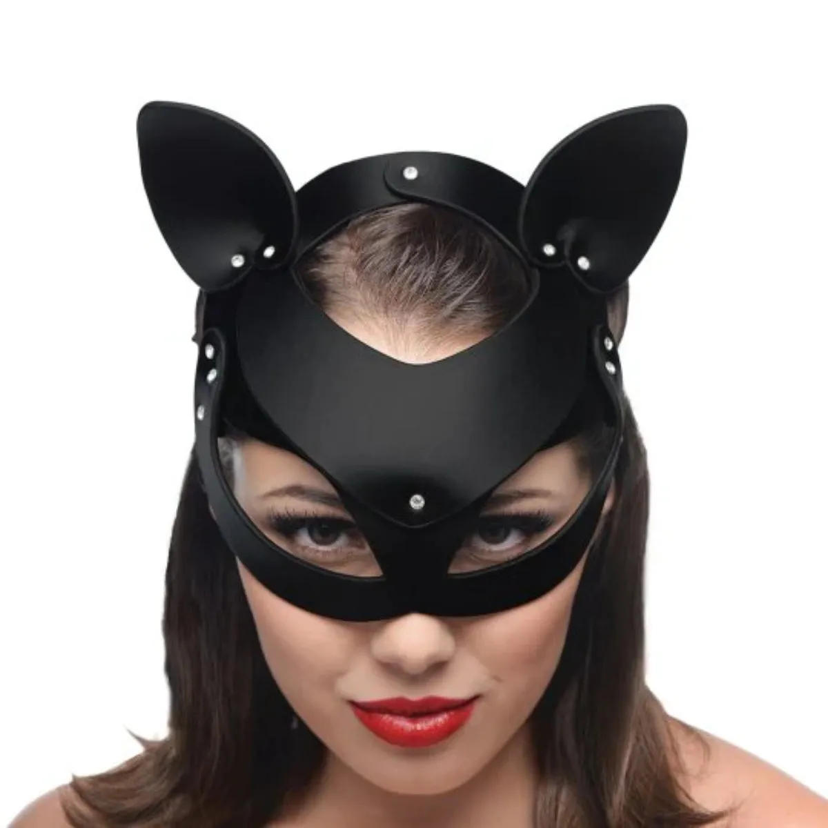 Master Series Bad Kitten Leather Cat Mask Black