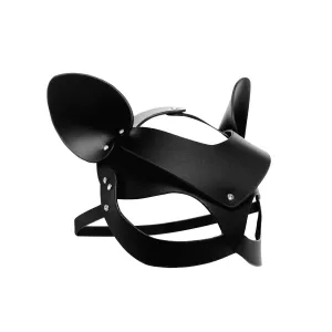 Master Series Bad Kitten Leather Cat Mask Black